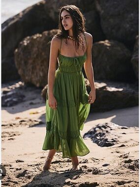 Free People Taking Sides Maxi Dress In Fresh Chives